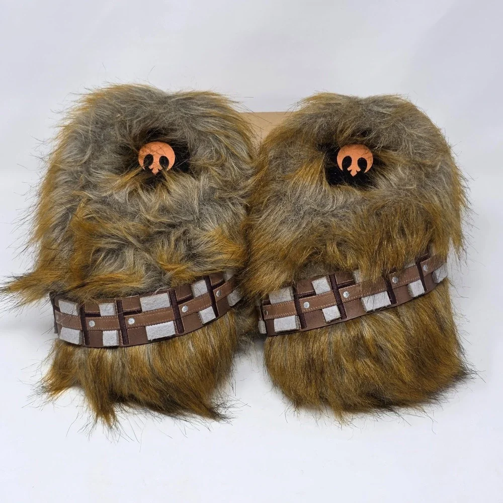 Disney Star Wars Slippers Chewbacca Brown Faux Fur Kids Size Medium 1-2‎ Fuzzy